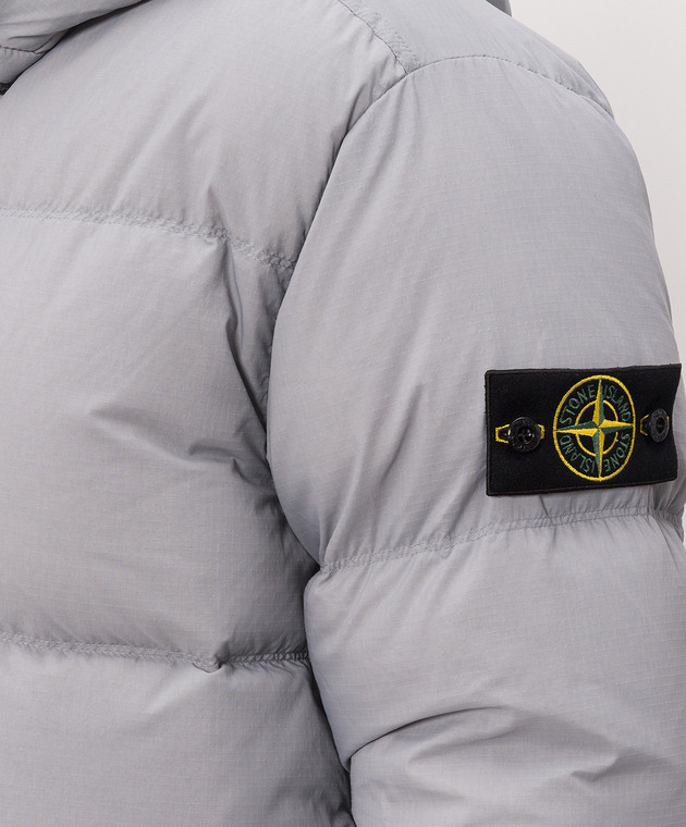 Stone Island Серый пуховик с патчем логотипа L2S154100013S0483 изображение 5