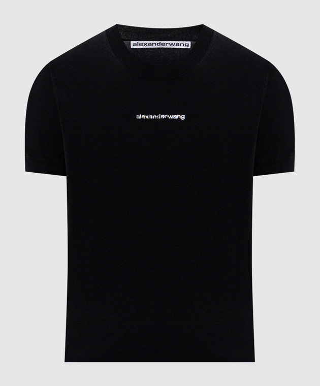 Alexander Wang Чорна укорочена футболка з кристалами 1KC3261083