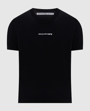 Alexander Wang Черная укороченная футболка с кристаллами 1KC3261083