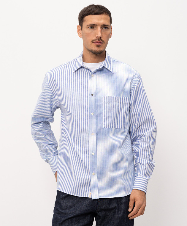 Officina 36 Голубая рубашка Acuto в полоску 0342209787 изображение 3