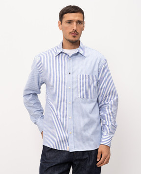 Officina 36 Голубая рубашка Acuto в полоску 0342209787