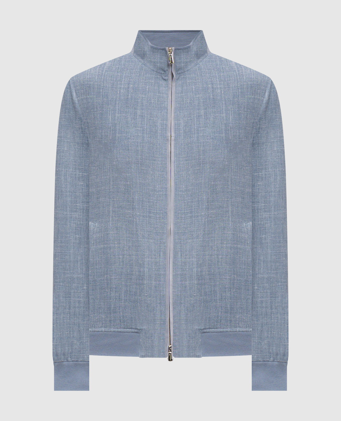 Голубая куртка из шерсти, шелка и льна