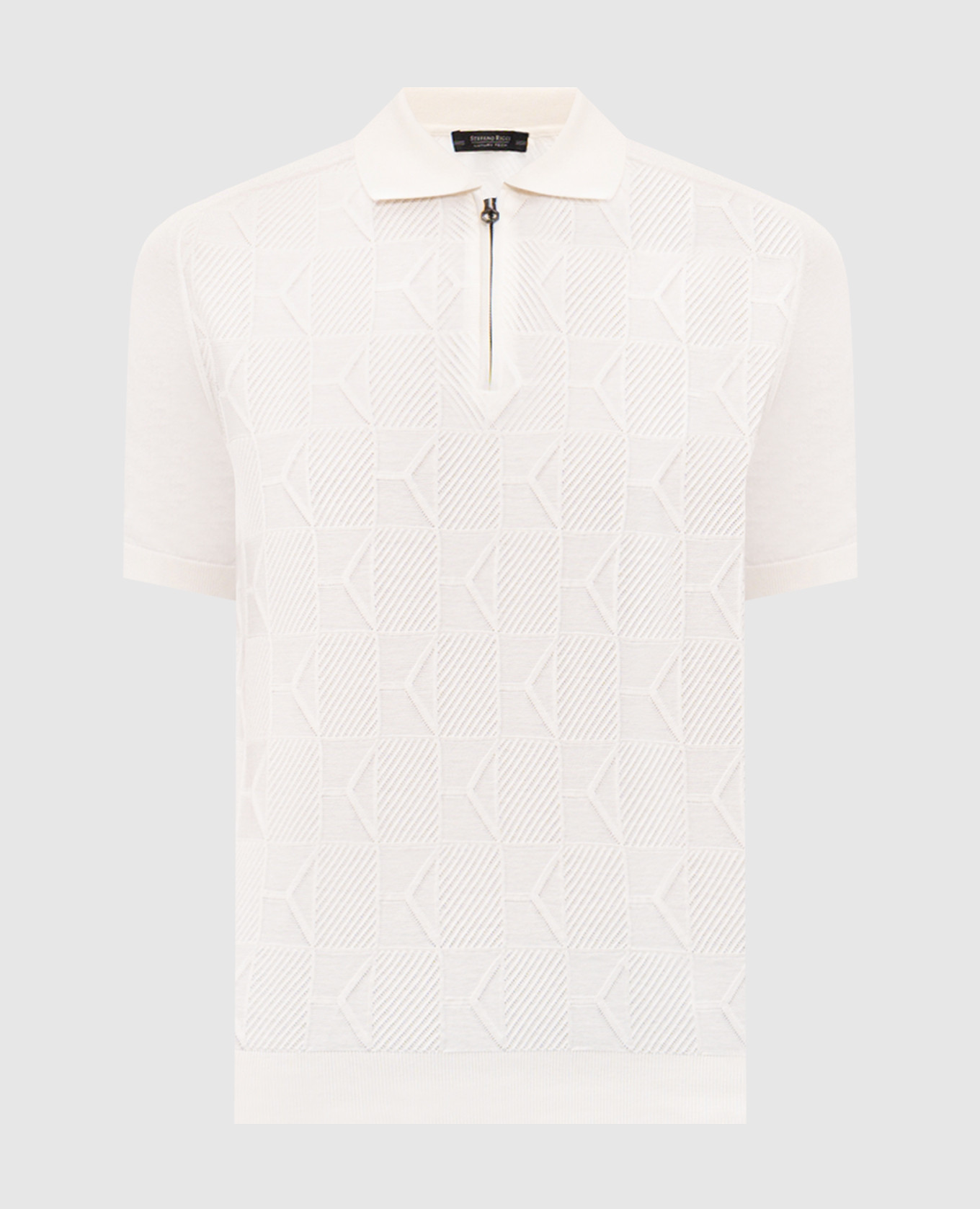 Белое поло в узор с логотипом