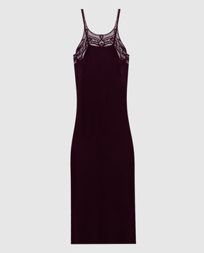 Ermanno Scervino Бордовое платье миди с макраме D492Q352RILM