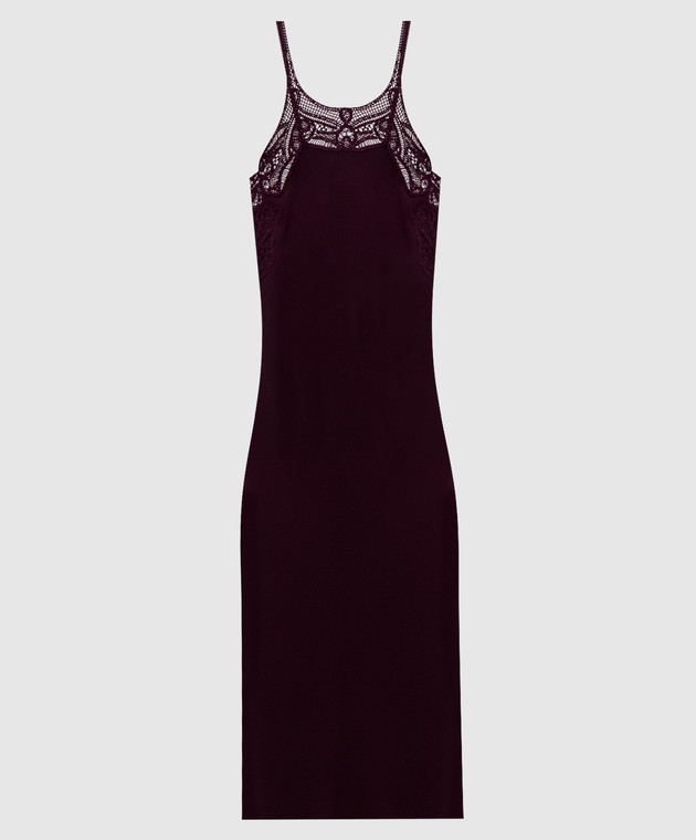 Ermanno Scervino Бордовое платье миди с макраме D492Q352RILM