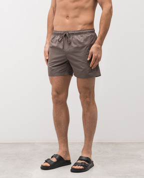 Peserico Коричневые шорты для плавания с вышивкой эмблемы R17001C0RCC808