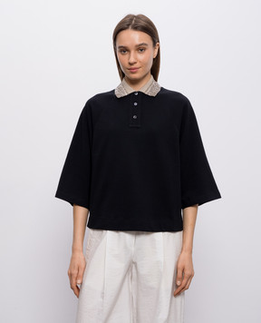 Brunello Cucinelli Чорне поло з контрастним коміром M0T63EJ115