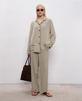 The Row Блуза Clarinda кольору хакі із шовку 10757W4336