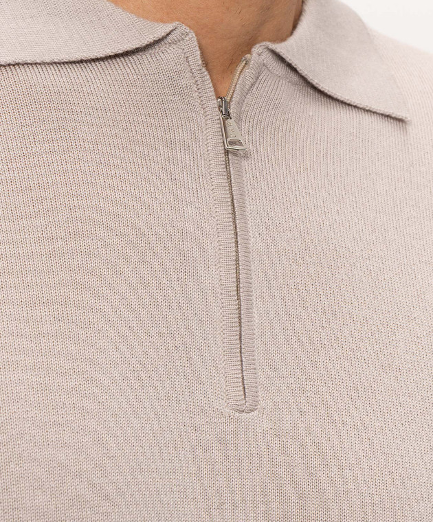 Cashmere&Whiskey Бежевое поло из шерсти, шелка и кашемира 474Z изображение 5