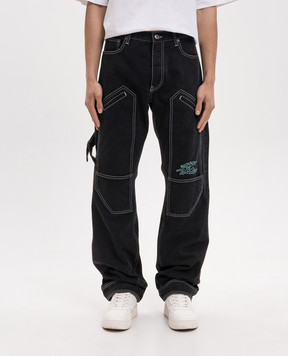 Off-White Черные джинсы карго с принтом логотипа 44XYA196S26D001