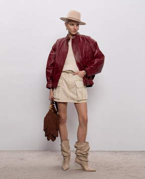 Balmain Бордовая кожаная куртка GF0TFA82LE35