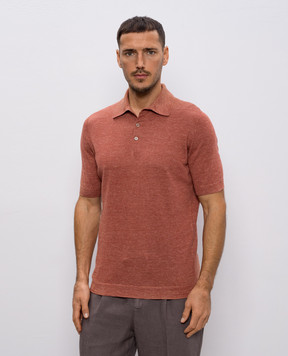 Brunello Cucinelli Красное поло с льном M2L00315