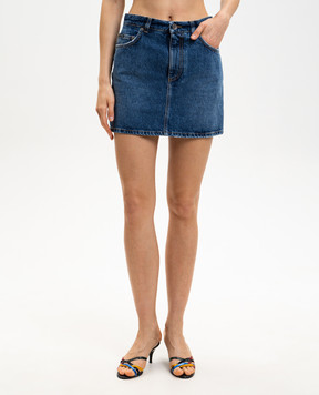 Dolce&Gabbana Синя джинсова спідниця міні з патчем логотипа F4C6NDG8OB3