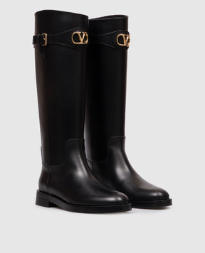 Valentino Черные кожаные сапоги с логотипом 9W2S0MT1DSH