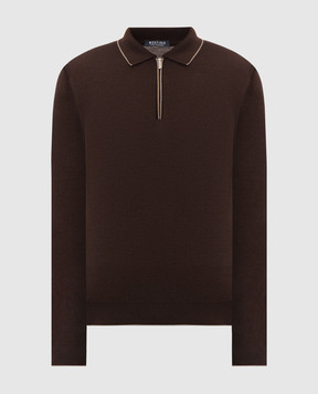 Bertolo Cashmere Коричневое поло из шерсти и шелка 902636002587