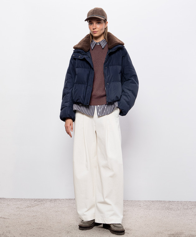 Brunello Cucinelli Синий пуховик с мехом MH5257474 изображение 2