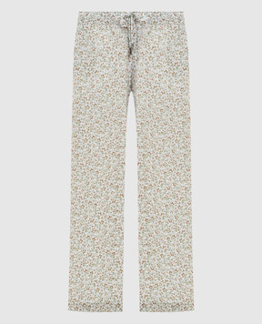 Ermanno Scervino Білі штани із шовку в квітковий принт D482P374XWE