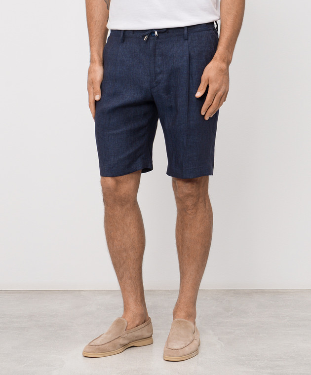Stefano Ricci Синие шорты из льна M1T6100300L0005Q изображение 3