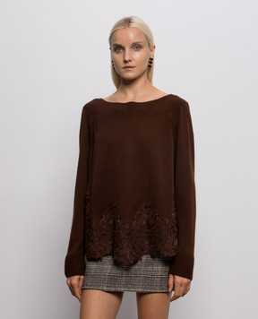 Ermanno Scervino Коричневий джемпер з кашеміру з мереживом D495M312APTPYU