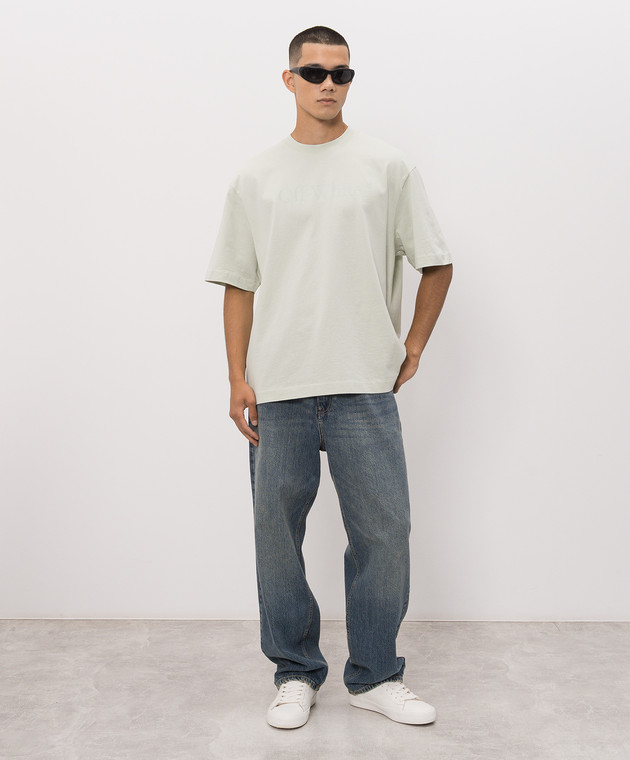 Off-White Зелена футболка з принтом логотипа 44MAA120S26J00H зображення 2