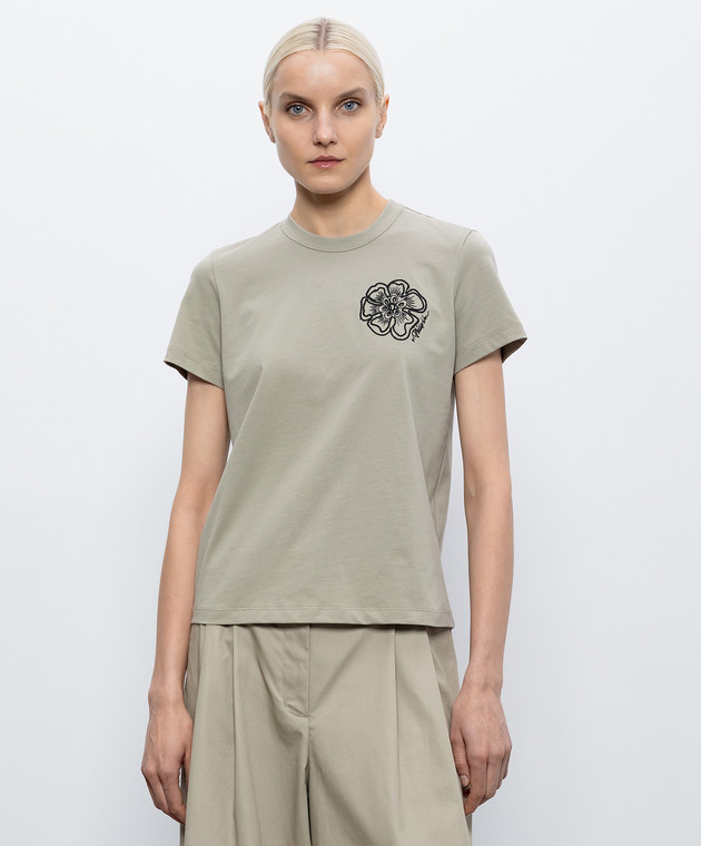 3.1 Phillip Lim Футболка цвета хаки с вышивкой S26110386PJB изображение 3