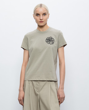 3.1 Phillip Lim Футболка цвета хаки с вышивкой S26110386PJB