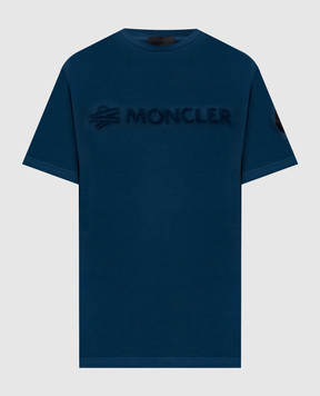 Moncler Синя футболка з фактурним логотипом L20918C0001189AUG