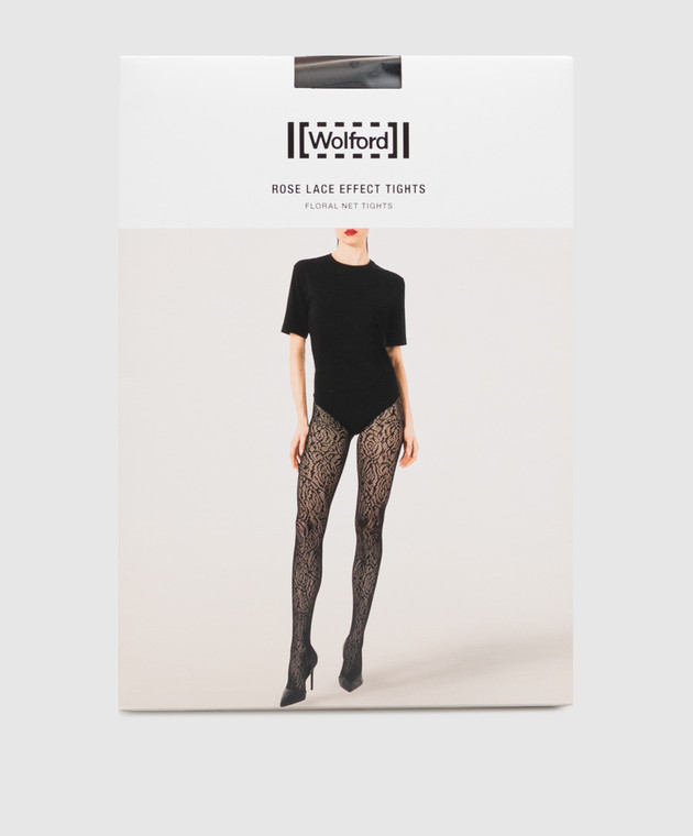 Wolford Чорні колготи ROSE LACE з мережива 19494