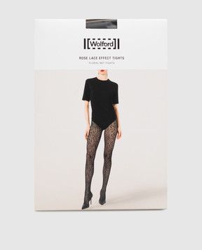 Wolford Черные колготки ROSE LACE из кружева 19494