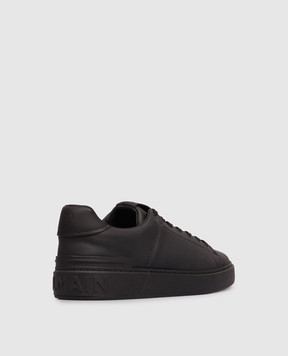 Balmain Черные кожаные кроссовки B-Court с фактурным логотипом HM1VI288LVTR