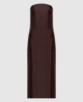 Loulou de Saison Коричневое платье миди GIULIA с шелком GIULIA