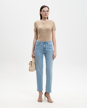 Solotre Бежевая футболка с леном M1AB0132