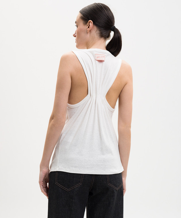 Victoria Beckham Білий топ з льоном 1226JTP007237A зображення 4