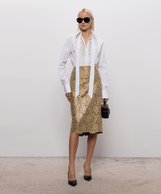 Ermanno Scervino Белая блуза с кружевом D492K773APBQP изображение 2