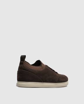 Lanciotti De Verzi Темно-коричневые кроссовки из нубука SNEAKERS