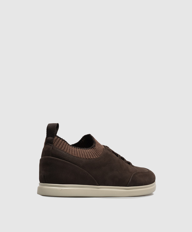 Lanciotti De Verzi Темно-коричневые кроссовки из нубука SNEAKERS изображение 3