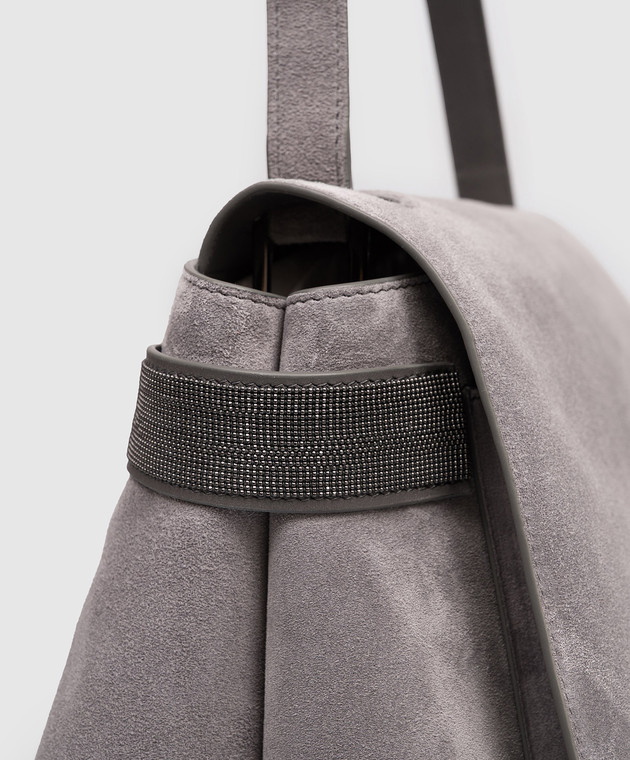 Brunello Cucinelli Серая замшевая сумка-мессенджер MBDLB2816P изображение 4