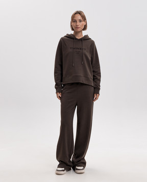 Twinset Коричневый спортивный костюм с фактурным принтом логотипа 262TP272B