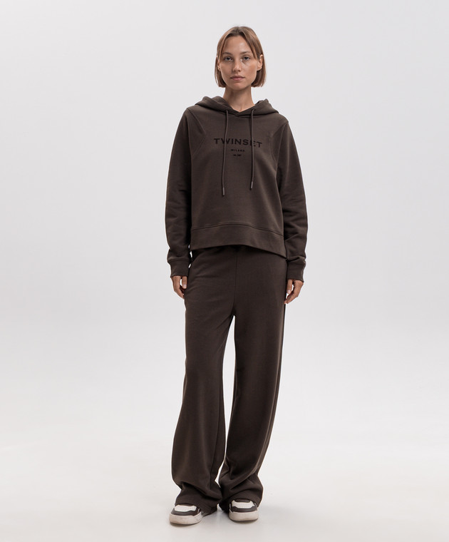 Twinset Коричневый спортивный костюм с фактурным принтом логотипа 262TP272B изображение 3