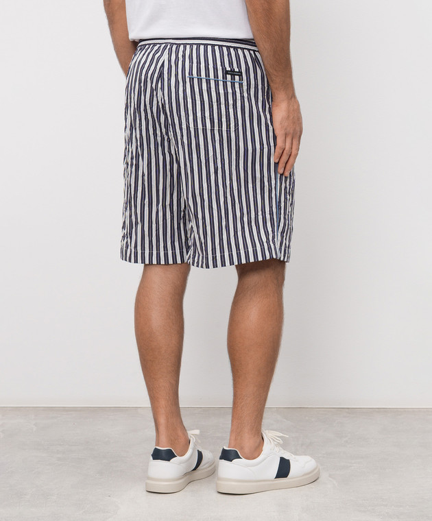 Dolce&Gabbana Синие шорты в полоску с нашивкой логотипа GP18FTFBMFU изображение 3