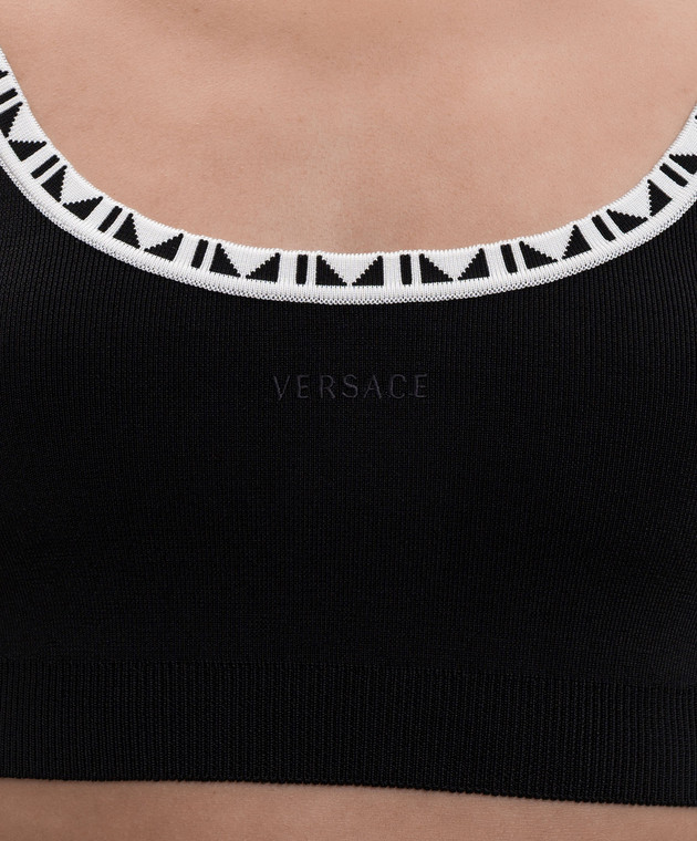 Versace Черный топ с вышивкой логотипа 10253561A18357 изображение 5