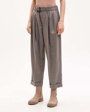 Brunello Cucinelli Серые брюки из шерсти в полоску MP189P8995