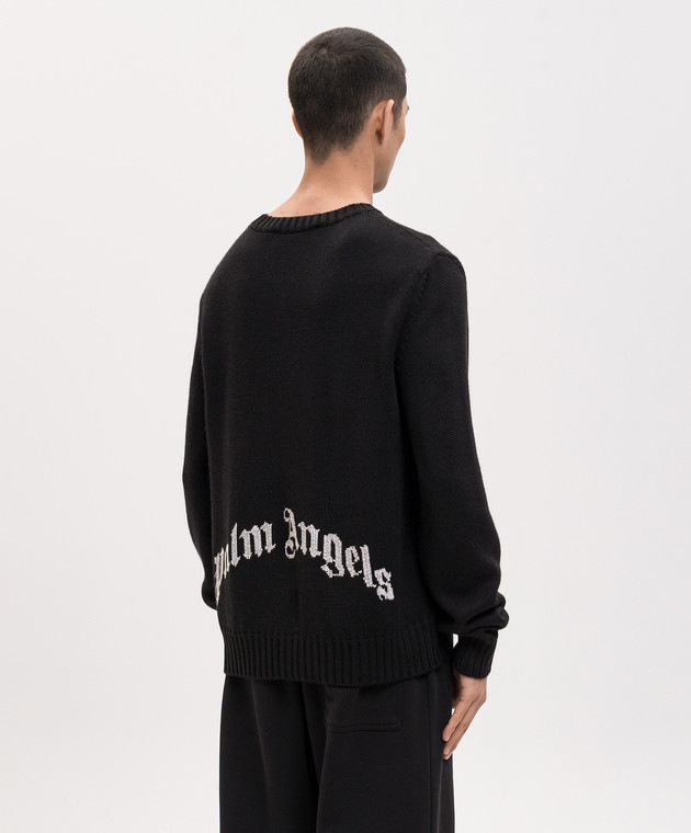 Palm Angels Чорний светр з вовною з візерунком логотипа PMHE08BS26KNI002 зображення 4