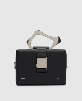 Heliot Emil Черная кожаная сумка с принтом логотипа 15041
