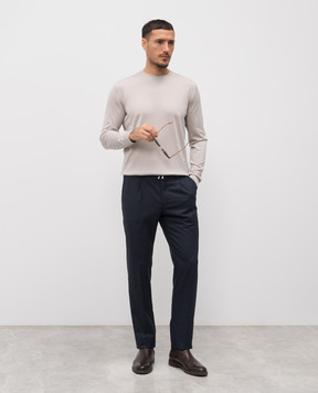 Stefano Ricci Сині штани з вовни з логотипом M1T6100022C0001U