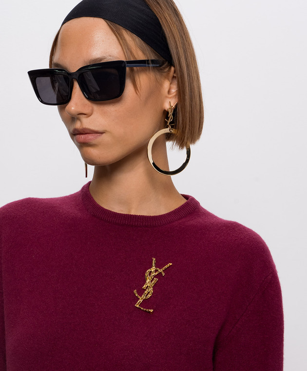 Saint Laurent брошь Cassandre с тиснением под кожу крокодила 470371Y1500w изображение 2