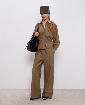 Brunello Cucinelli Коричнева сорочка з паєтками M0F79RJ916