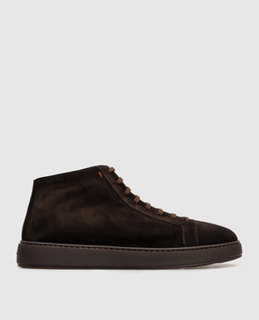 Santoni Темно-коричневі замшеві хайтопи MBCD22141SMOKAOL