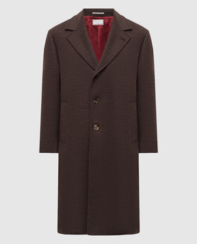 Brunello Cucinelli Коричневе пальто з вовни MY4969155
