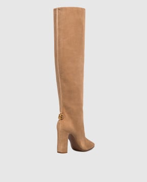 Dolce&Gabbana Бежеві замшеві чоботи з логотипом CU1218A1275